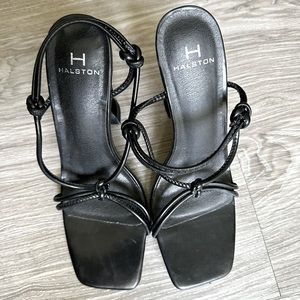 Black square strap heels size 6